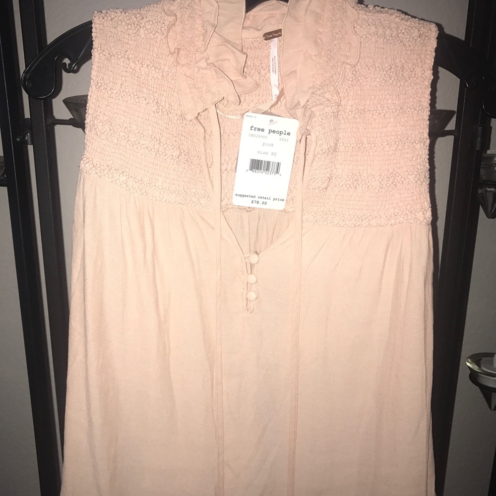 Free People sleeveless blouse in blush